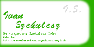 ivan szekulesz business card